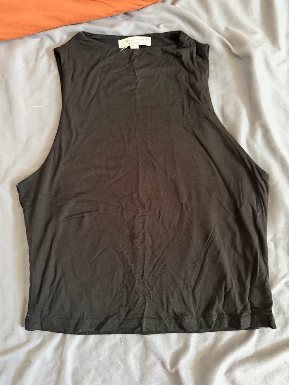 Final Touch High Neck Sleeveless Black Tank Top Size Large VGUC